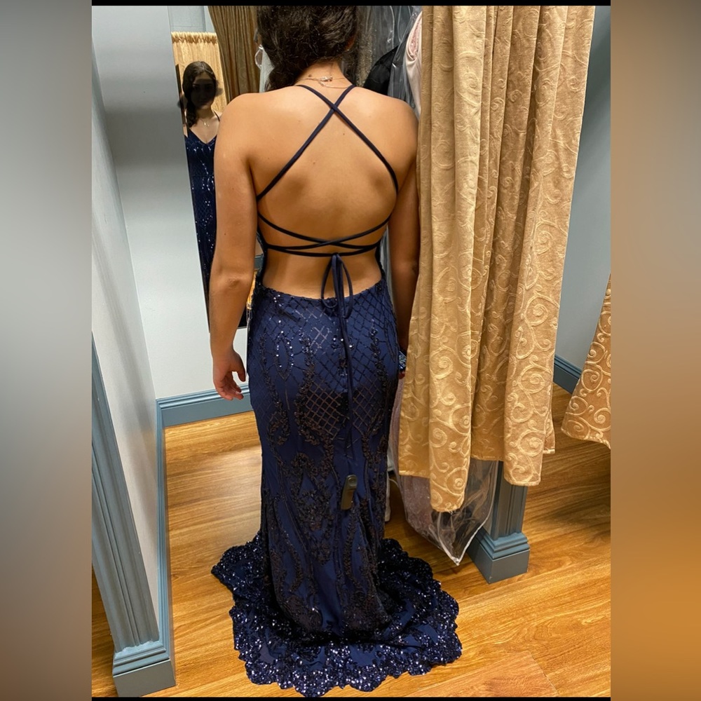 NWT Nina Canacci Prom Dress Navy Blue Size 6-Juniors - Picture 14 of 14